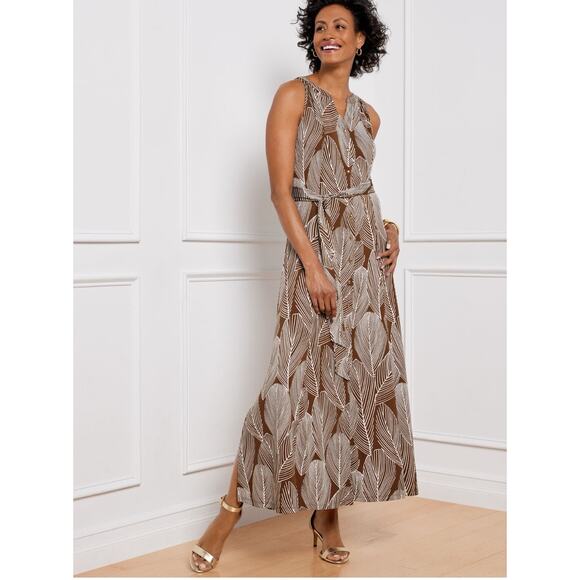 Talbots JERSEY SHIRTDRESS - LINEAR PALMS Size Med - Picture 1 of 6